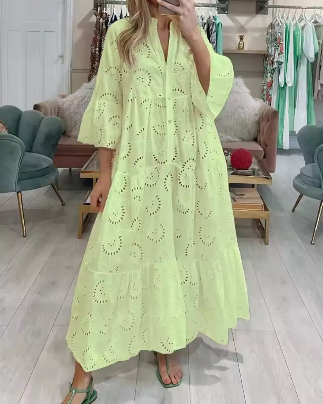 Vestido Longo com Bordado Esther