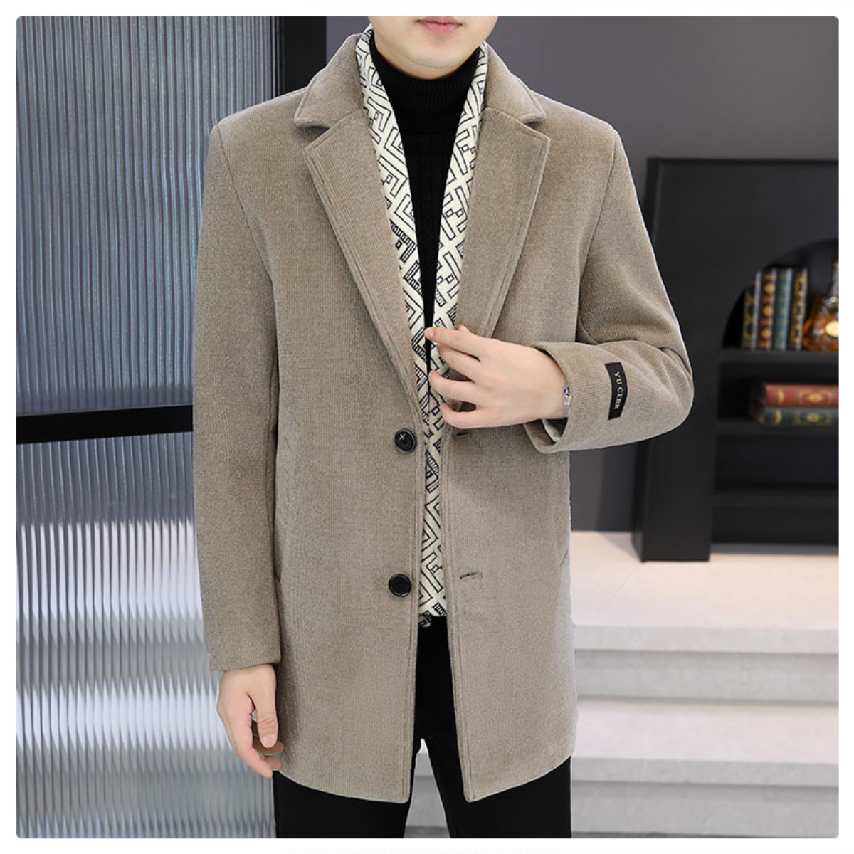 Monarch Wear - Men's Tweed Winter Jacket with Lapel, Lined with White Duck Down