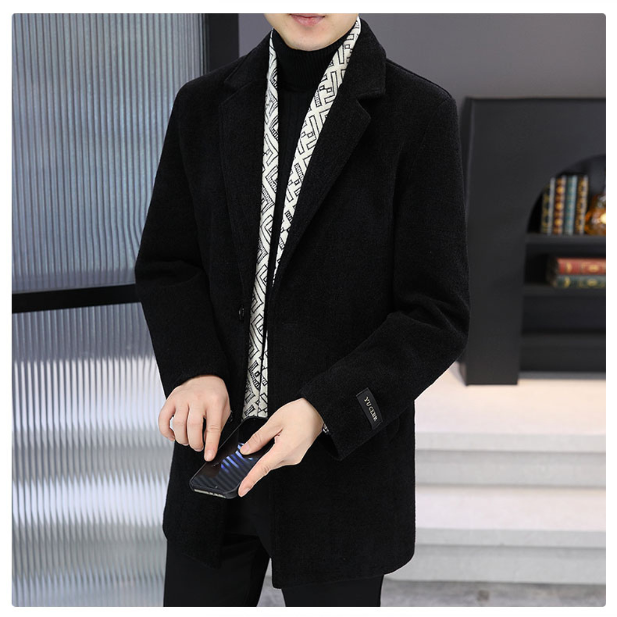 Monarch Wear - Men's Tweed Winter Jacket with Lapel, Lined with White Duck Down