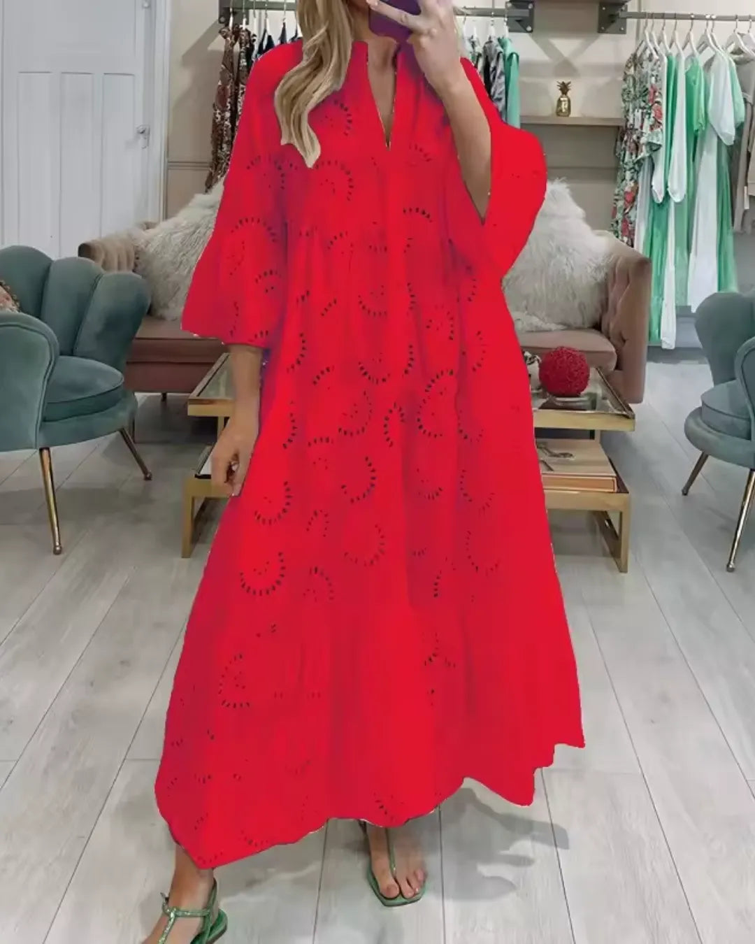 Vestido Longo com Bordado Esther