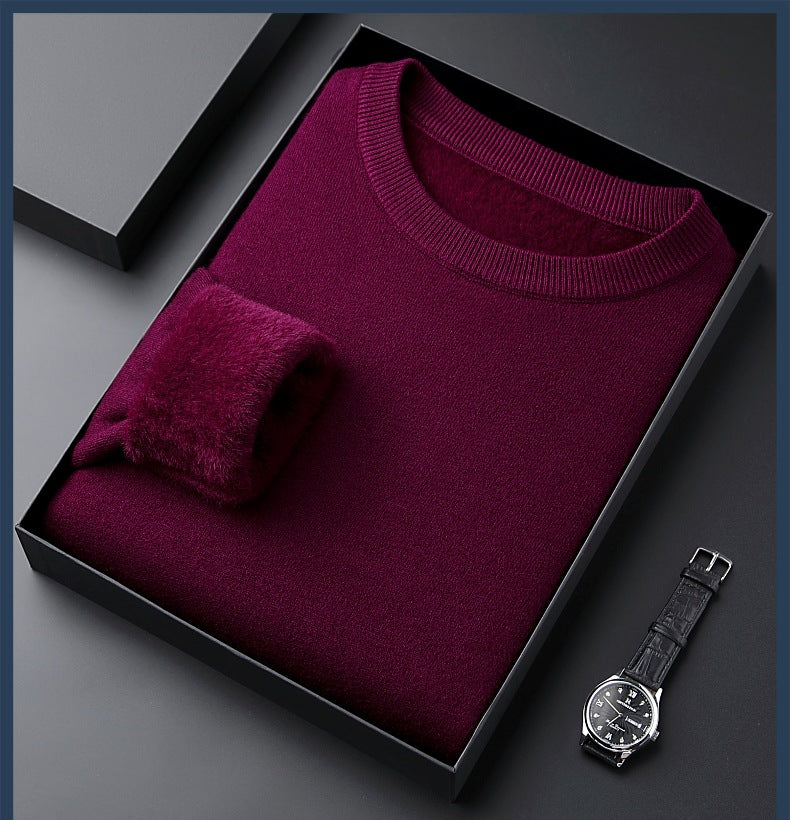Monarch Wear - Men's Solid Color Thick Cashmere Sweater - High Quality