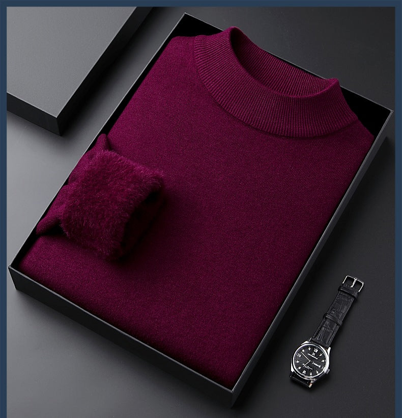 Monarch Wear - Men's Solid Color Thick Cashmere Sweater - High Quality