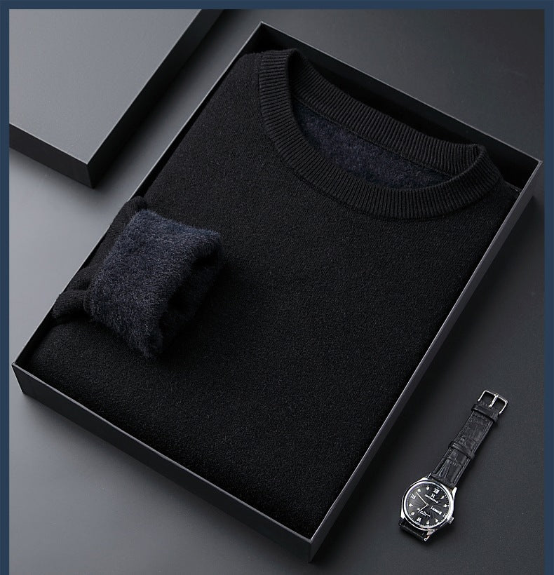 Monarch Wear - Men's Solid Color Thick Cashmere Sweater - High Quality