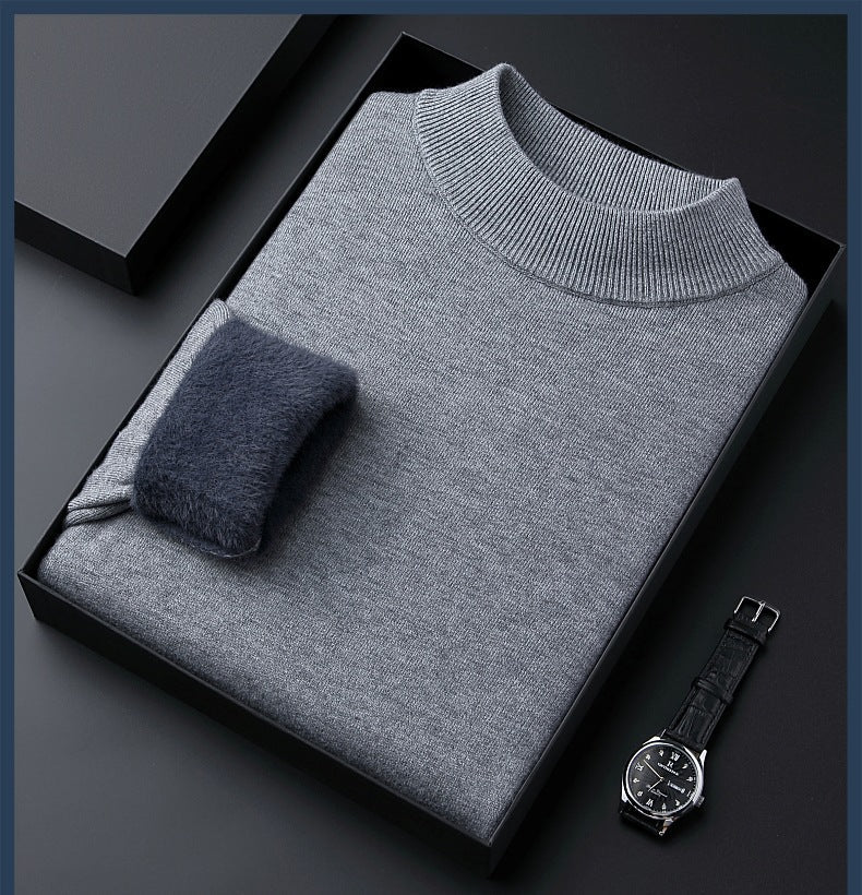 Monarch Wear - Men's Solid Color Thick Cashmere Sweater - High Quality