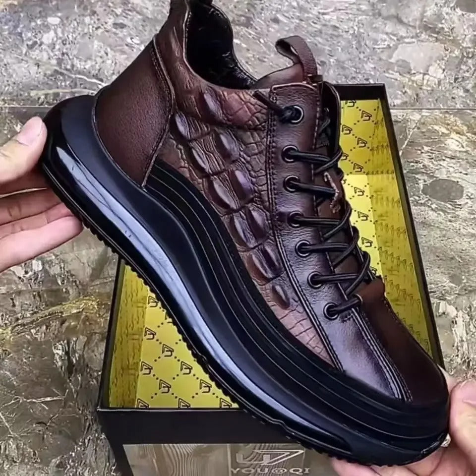Monarch Wear - Italian Crocodile Print Air Cushion Casual Shoes for Men