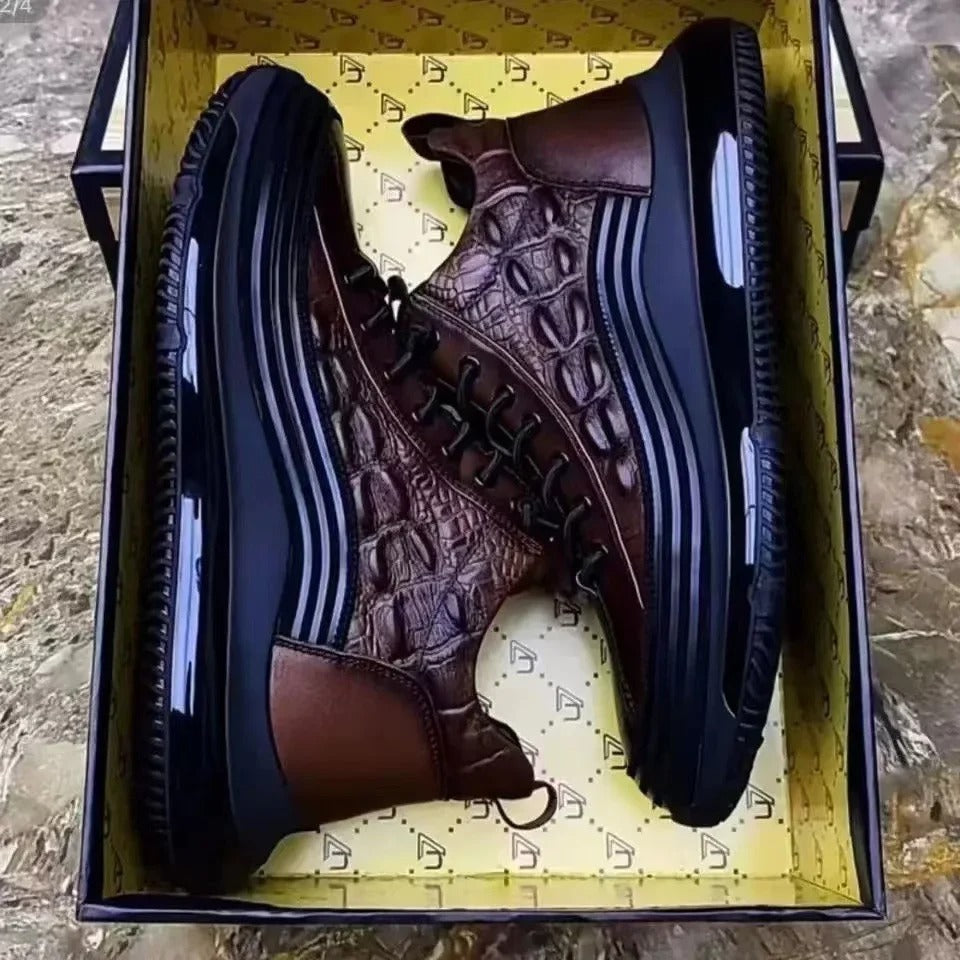 Monarch Wear - Italian Crocodile Print Air Cushion Casual Shoes for Men
