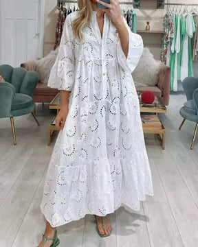 Vestido Longo com Bordado Esther