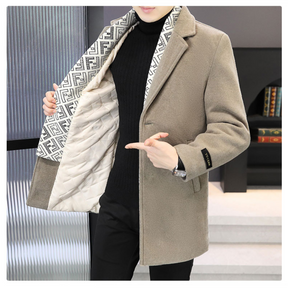 Monarch Wear - Men's Tweed Winter Jacket with Lapel, Lined with White Duck Down