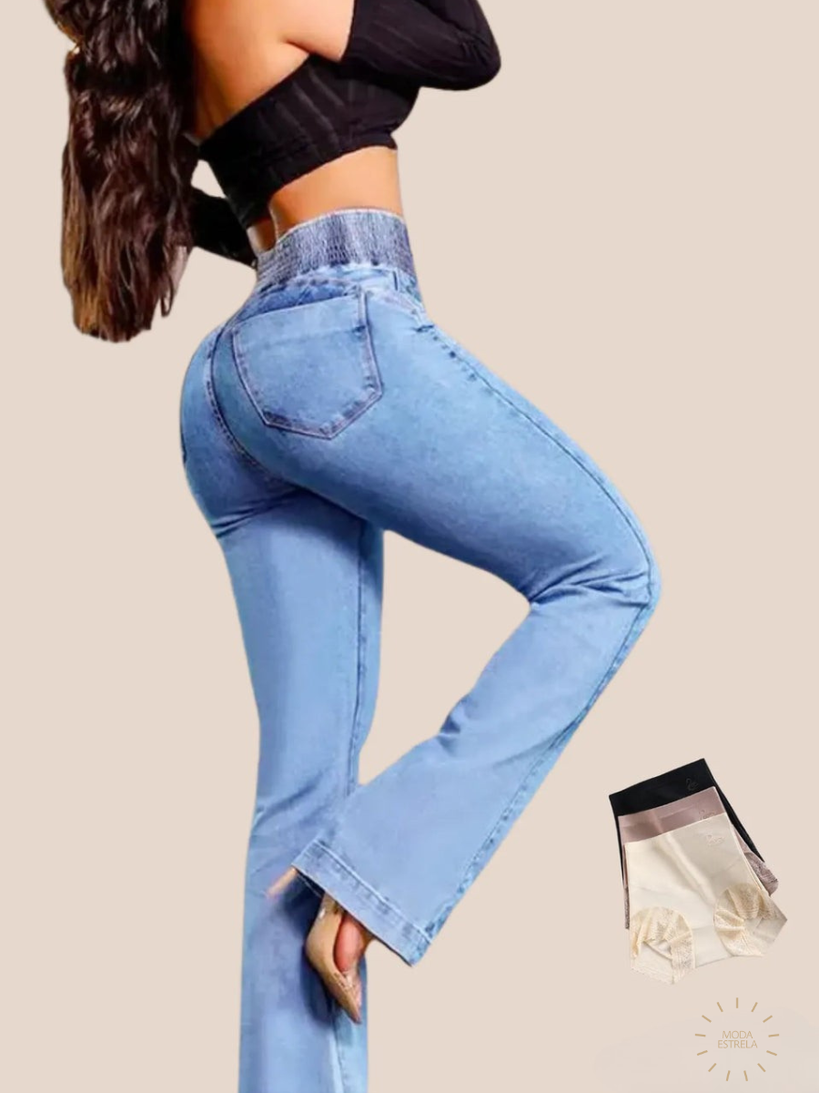 Calça Modeladora Cintura Alta Jeans Flare + Calcinha Modeladora Grátis!
Calça Modeladora
Modelador
Calça jeans modeladora