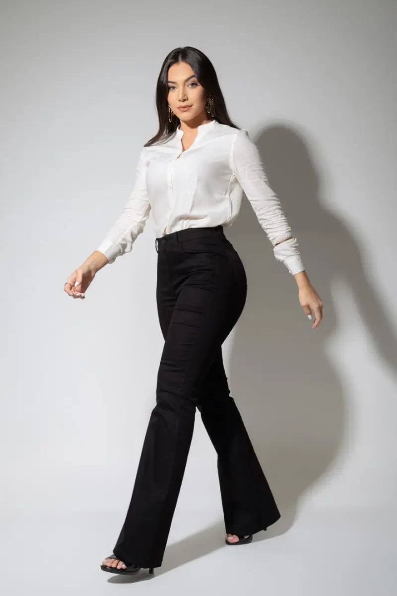 Calça Flare Modeladora Preta Que Não Desbota - [Compre 1 Leve 2]